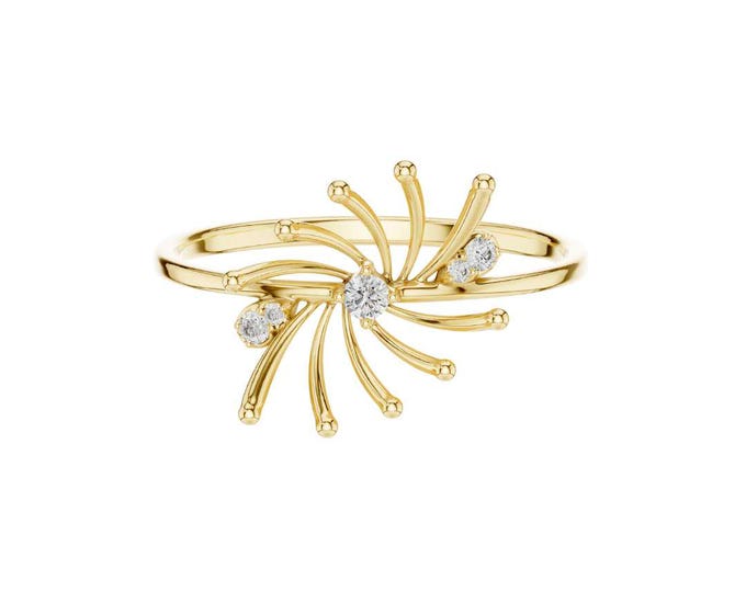 Spiral Round Moissanite Ring with Diamond Accents Unique Swirl Design Modern Minimalist Jewelry Gift  Beauty of Engagement Ceremony