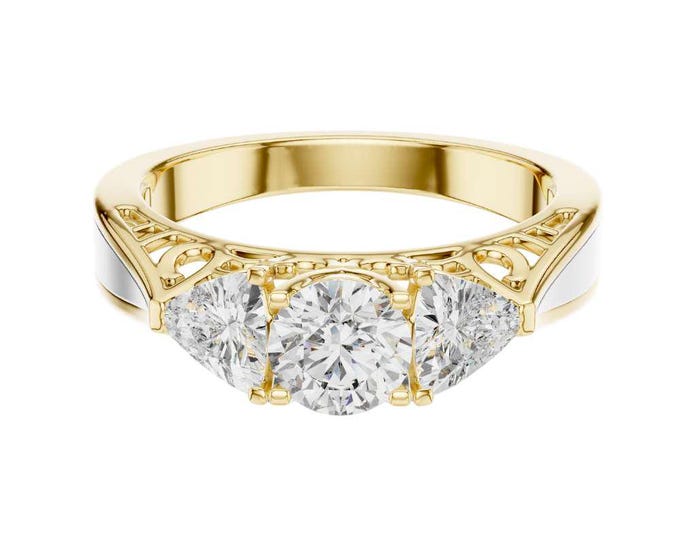 Premium Three Stone Moissanite Diamond Bridalset Ring Vintage Style Ring Round Cut Bridal Ring Art Deco Inspired Anniversary Ring for Women