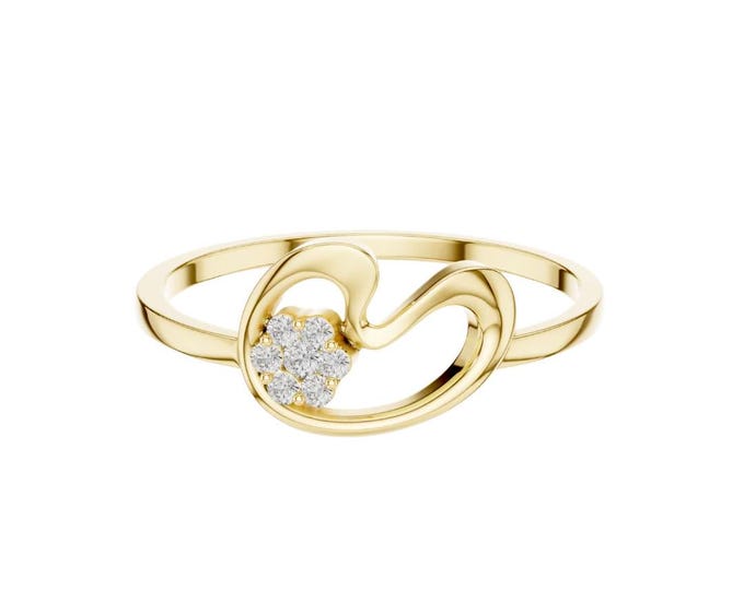 Elegant Open Heart Ring in Gold with Sparkling Diamond Accents Delicate Promise Band Symbol of Love Fine Jewelry Birthday Gift for Her