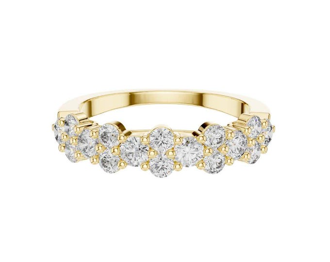 Stunning Floral Cluster Ring Round Stone Band Dainty Flower Inspired Ring Elegant Anniversary Gift for Her Romantic Jewelry