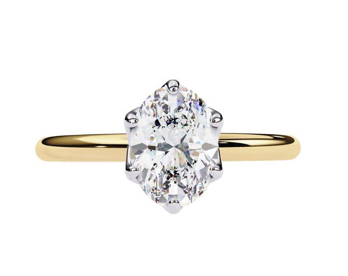 Stylish Oval Cut Solitaire Diamond Ring with Classic Gold Band Minimalist Anniversary Gift Ring Promise Ring Timeless Fine Jewelry Gift