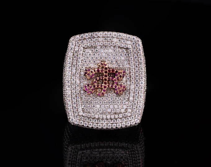 Iced Out Hip Hop Ring for Men Luxury Bling Statement Ring Unique Rapper Jewelry Gift Sparkling 2.00 CT Round Diamond Pave Fashion Ring