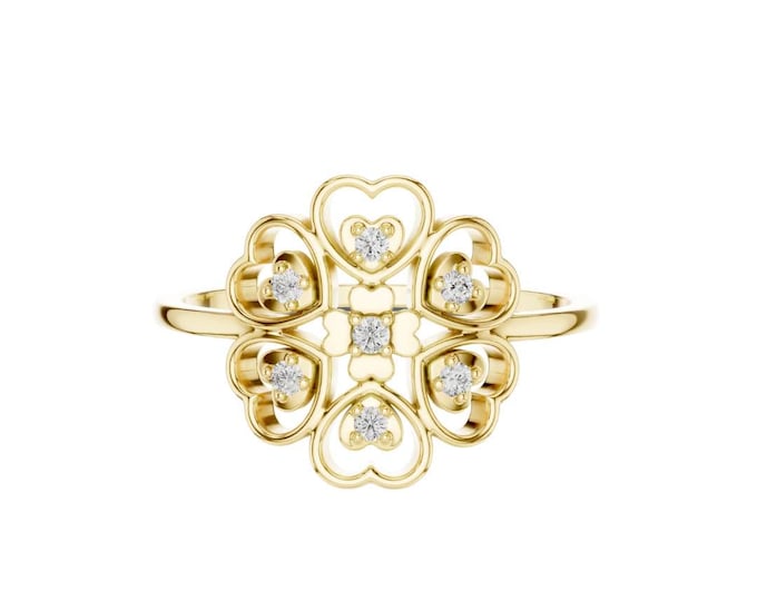 Perfect Heart Filigree Ring With Diamond Accents Romantic Statement Ring Dainty Vintage Inspired Jewelry Unique Gift For Her