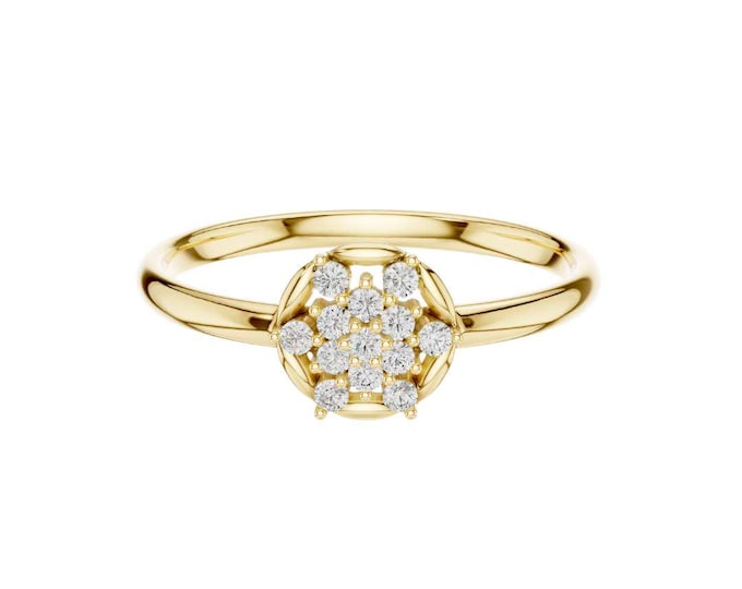 Cluster Floral Engagement Ring Delicate Gold Ring for Women Dainty Diamond Ring Minimalist Promise Ring Fine Jewelry Gift for Her