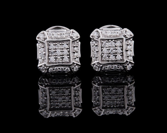 1.40 CT Round Cut Button Prong Moissanite 14k Solid White Gold Diamond Earring Studs Earrings Wedding Anniversary Gift For Her.