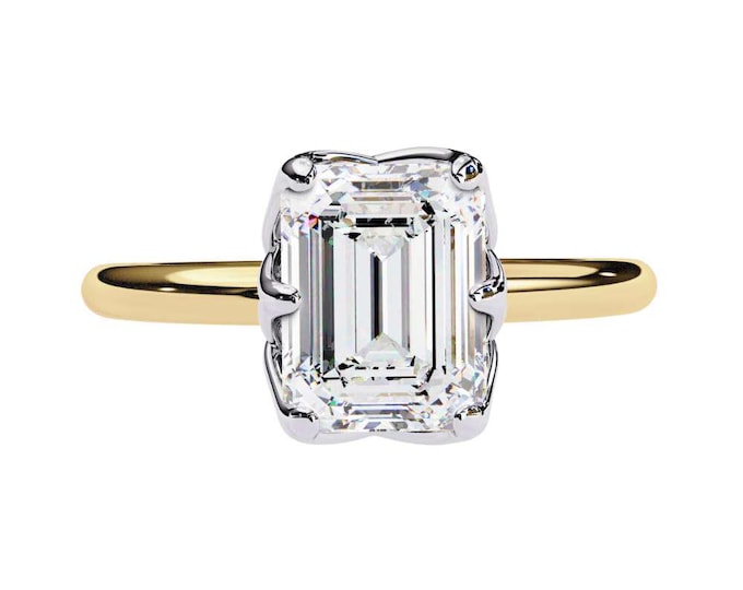 Emerald Cut Moissanite Wedding Gift Ring Vintage Solitaire Ring Radiant Minimalist Bridal Jewelry Unique Promise Ring for Beautiful Women