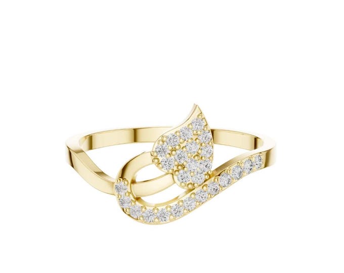 Leaf Ring Dainty Moissanite Gold for Women Adjustable Band Nature Inspired Moissanite Jewelry Elegant Gift for Bridal