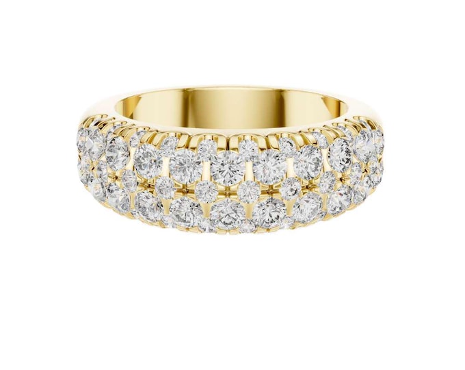 Elegant Moissanite Round Cut Diamond Eternity Band Ring Luxury Wedding Ring with Sparkling Diamond Unique Custom Bridal Jewelry For Wedding