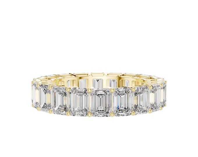 Eternity Band Emerald Cut Bold Stacking Ring Statement Wedding Moissanite Band Luxury Anniversary Gift for Her Glam Jewelry