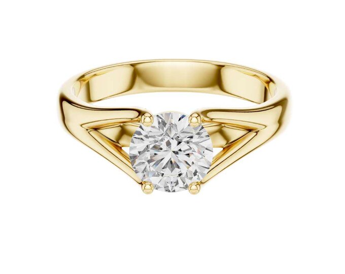Stunning Split Shank Ring with Round Brilliant Cut Moissanite Unique Solitaire Ring Classic Fine Wedding Jewelry for Her Surprise Gift