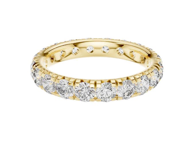 Premium Round Cut Moissanite Eternity Band in Gold Classic Anniversary Ring Elegant Bridal Jewelry Wedding Band Gift for Her