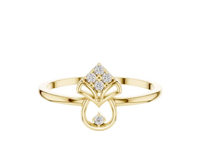 Unique Geometric Diamond Accent Ring in Yellow Gold with Delicate Openwork Design Elegant Promise Band Modern Fine Jewelry Anniversary