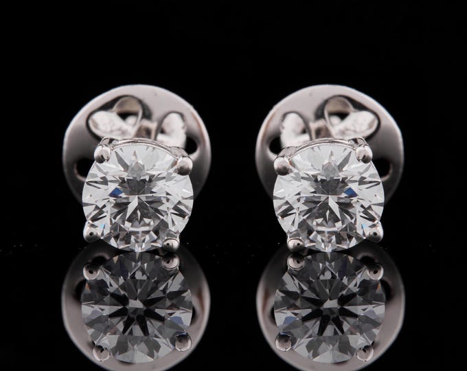 1.80 CT Round Cut Button Prong Moissanite 14k Solid White Gold Diamond Earring Studs Earrings Wedding Anniversary Gift For Her.