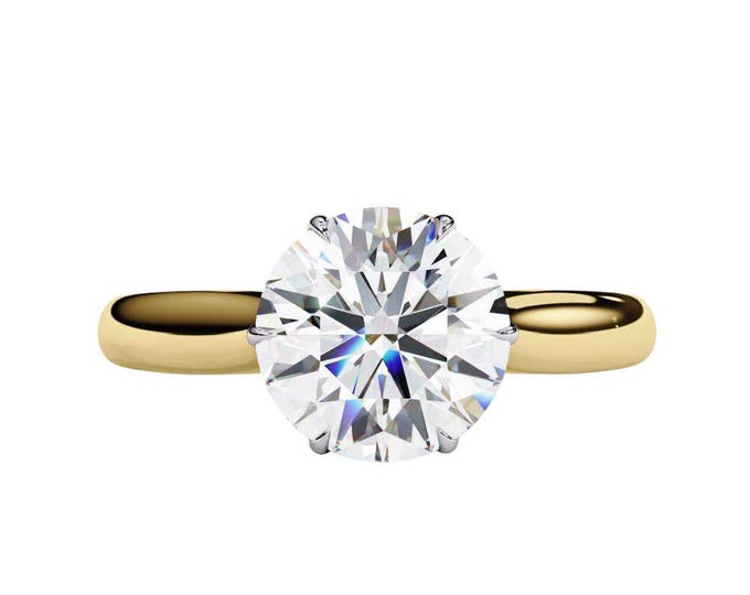 1.92 TCW Round Brilliant Cut Diamond Wedding Ring in Yellow Gold Solitaire Classic Minimalist Bridal set Jewelry Elegant Proposal Ring