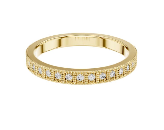 Bright 0.32 TCW Gold Diamond Eternity Band Ring Dainty Stacking Ring Minimalist Wedding Band Anniversary Ring Gift for Her