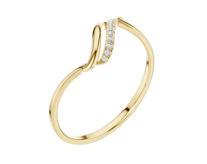 Delicate Round Moisanite Minimalist Twist Ring with Sparkling Elegant Everyday Fine Jewelry Thin Stacking Ring Simple Dainty Gift for Her