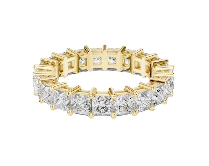 Luxury Princess Cut Moissanite Eternity Band in Gold Elegant Classic Anniversary Ring Luxury Bridal Jewelry Wedding Band Gift for Her