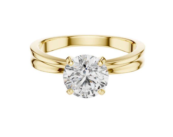 Classic Solitaire Engagement Ring with Round Brilliant Diamond Elegant Gold Rose Gold or Silver Ring Minimalist Fine Proposal Ring for Women
