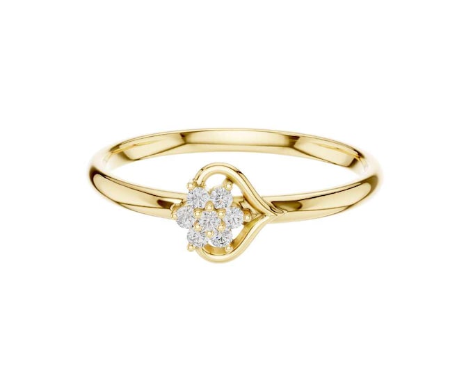 Solid Dainty Moissanite Diamond Ring Delicate Gold Minimalist Diamond Ring Thin Band Gift for Her Dainty Everyday Jewelry