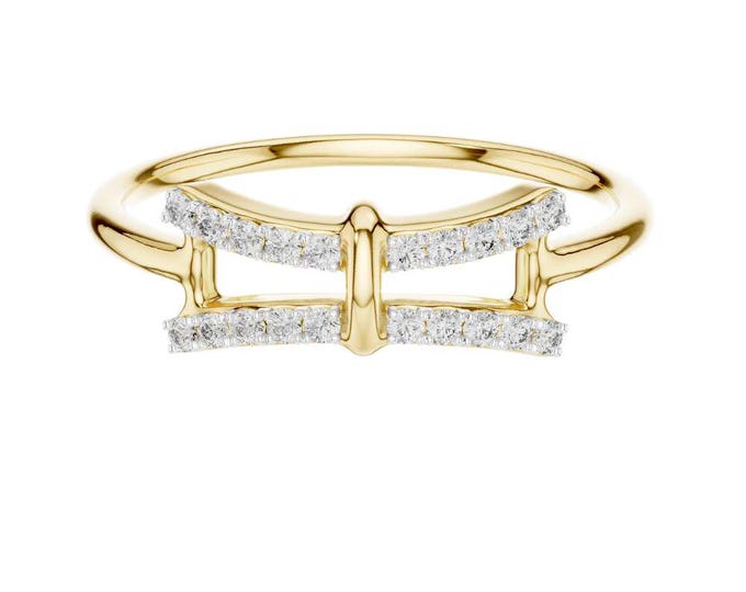 Modern 14K Gold-Plated Geometric Bar Ring for Women Sleek Contemporary Design with Sparkling Cubic Zirconia Accents Minimalist ring