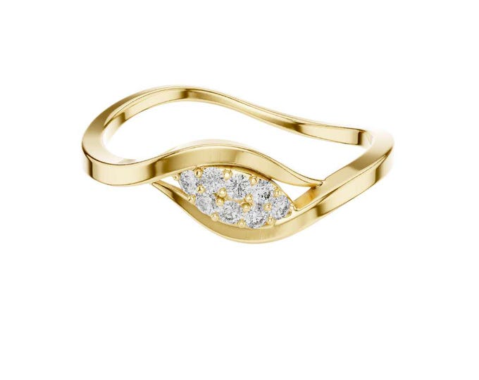 Modern Round Moissanite Diamond Cluster Ring Minimalist Wave Band Ring Dainty Eye Shaped Gold Ring Contemporary Fine Jewelry Gift for Her