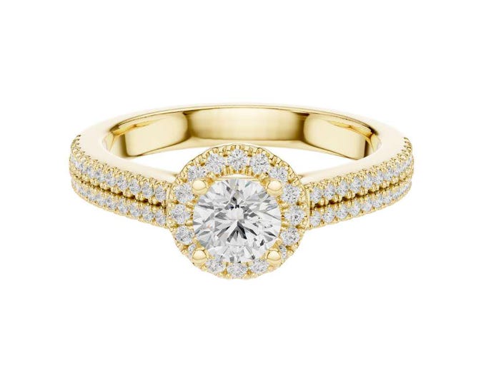 Vintage Round Halo Moissanite Ring Beautiful Double Band Ring Classic Pave Bridal Ring Sparkling Anniversary Ring exquisite Proposal Ring