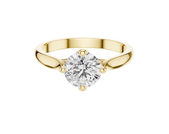 Perfect Moissanite Solitaire Engagement Ring Round Cut Diamond Ring Classic Gold Ring for Women Minimalist Proposal Ring  Fine Jewelry Gift