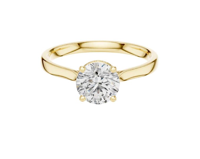 Luxurious Gold Round Cut Moissanite Engagement Ring Solitaire Handmade Timeless Bridal Jewelry Elegant Proposal Ring Minimalist Ring For Her