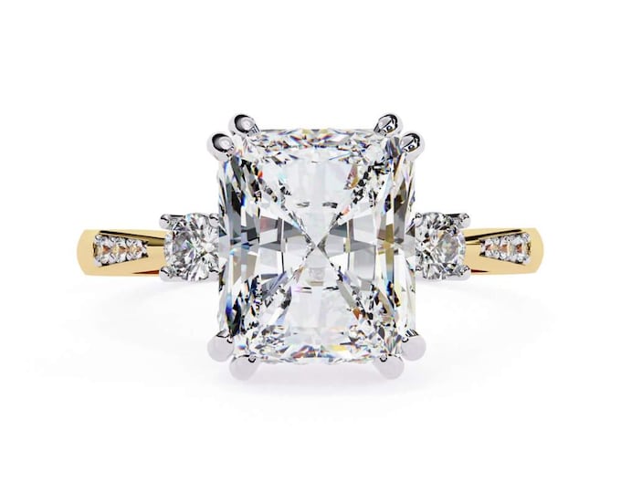 Radiant Cut Solitaire Moissanite Engagement Ring in Yellow Gold Elegant Bridal Jewelry Modern Wedding Ring Gift