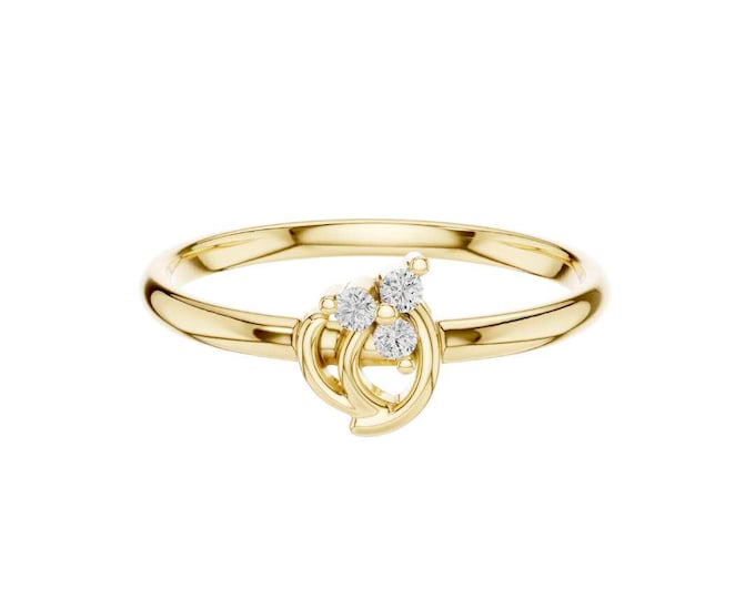 Chic Gold Triple Loop Knot Ring with Sparkling Round Diamonds Dainty and Modern Minimalist Ring for Women, Unique Symbol of Unity and Love