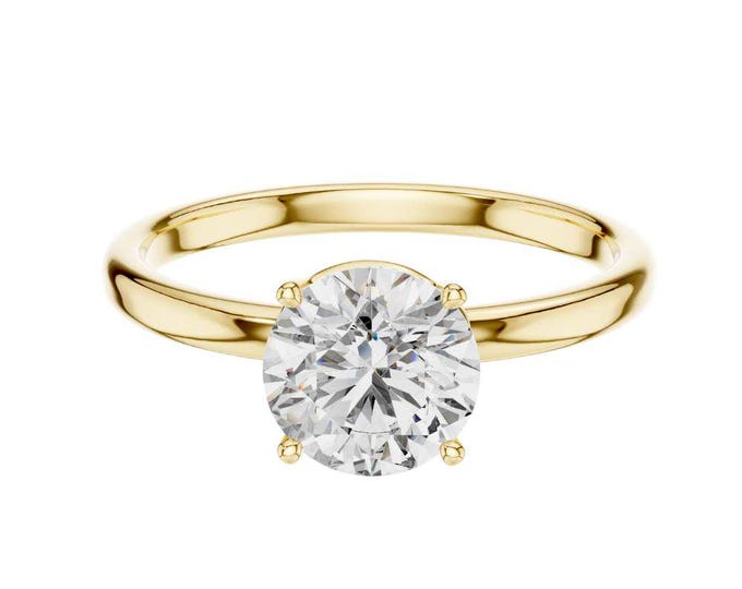 Latest Round Cut Moissanite Ring Classic Solitaire Promise Ring Minimalist Gold Ring Dainty Wedding Ring for Her Handmade Fine Jewelry Gift