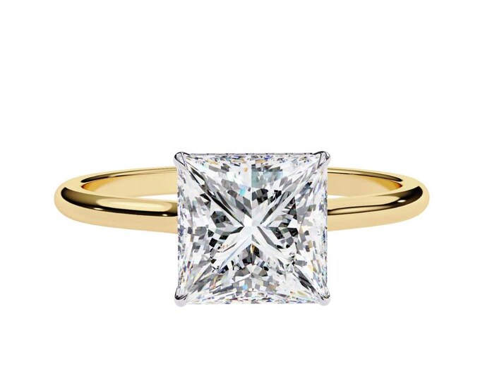 2.21 TCW Princess Cut Diamond Solitaire Ring Square Engagement Ring Minimalist Classic Bridal Jewelry Elegant Wedding Ring Gift