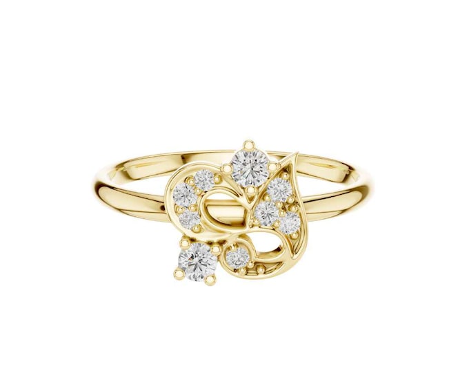 Premium Initial Ring with Moissanite Diamonds Elegant Wedding Ring Dainty Luxury Ring in Gold Rose Gold Silver Custom Gift for Women