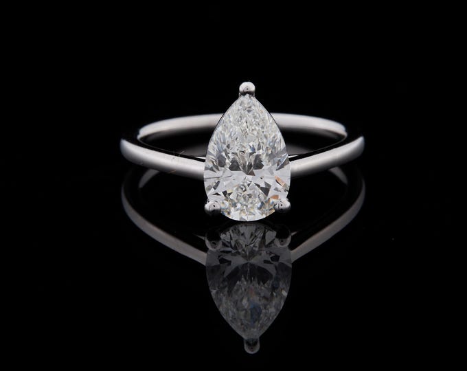 1.00 TCW Pear Shaped Moissanite Solitaire Ring Elegant Minimalist Wedding Ring Dainty White Gold Bridal Jewelry Timeless Promise Ring Gift