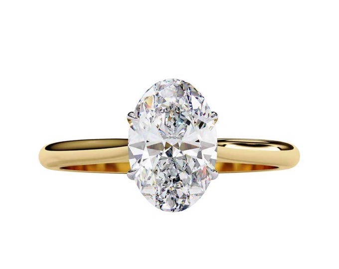 Oval Cut Moissanite 1.20 TCW Ring Yellow Gold Solitaire Ring Minimalist Wedding Ring Elegant Fine Bridal Jewelry Luxury Anniversary Gift