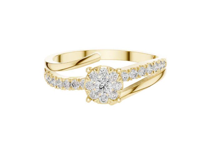 Twisted Pave Band Moissanite Engagement Ring Elegant Halo Bridal Jewelry with Sparkling Round Cut Center Stone Timeless Engagement
