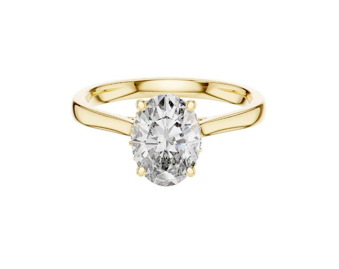 Excellent Oval Cut Moissanite Engagement Ring 14K Gold Solitaire Ring Dainty Gold Ring Classic Oval  Ring Minimalist Bridal Jewelry