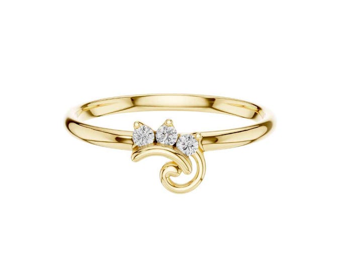 Personalized 14K Yellow Gold Ring with Diamond-Accented Initial Elegant Custom Alphabet Letter Jewelry for Women Dainty Fine Gold Ring