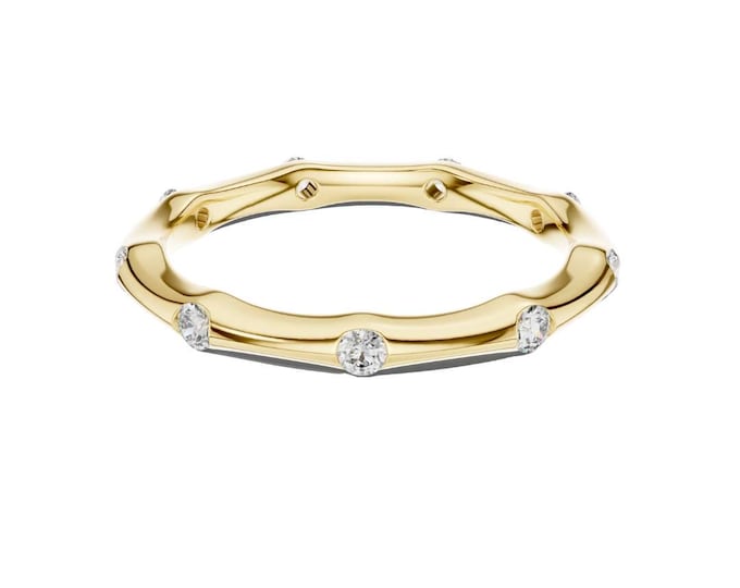 Dainty Moissanite Stacking Ring: Sterling Silver Minimalist Band