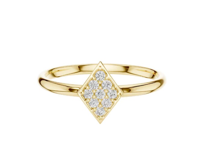 Delicate Ring with Diamond Shaped Cluster of Sparkling Moissanite Diamonds Perfect Everyday Wear Fine Jewelry for Special Occasions