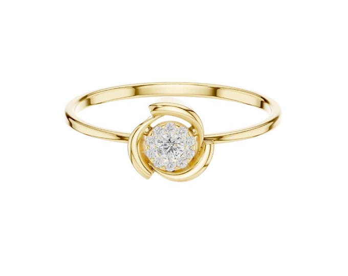 Minimalist Gold Bezel Ring with Round Moissanite Dainty Engagement Ring Classic Promise Ring Minimalist Plated Jewelry for Women Gift