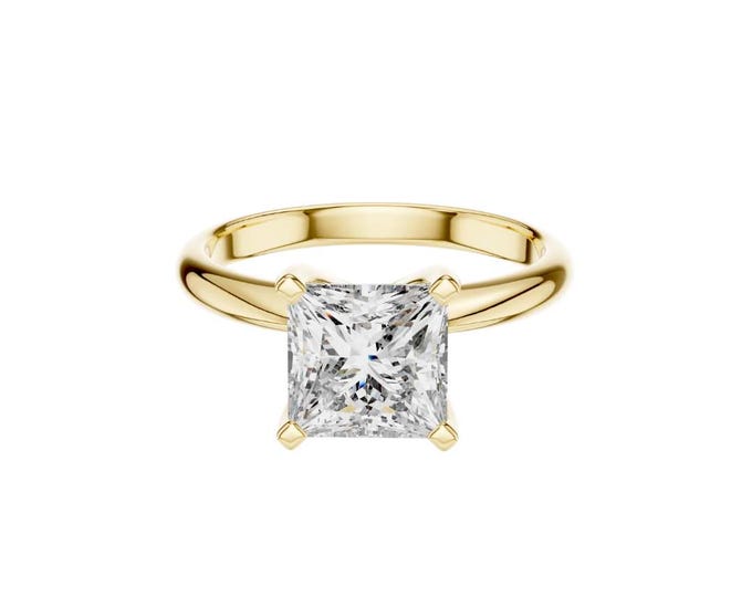 Elegant Princess Cut Solitaire Engagement Ring in Modern Classic Moissanite Diamond Ring Timeless Bridal Jewelry Romantic Proposal Gifts