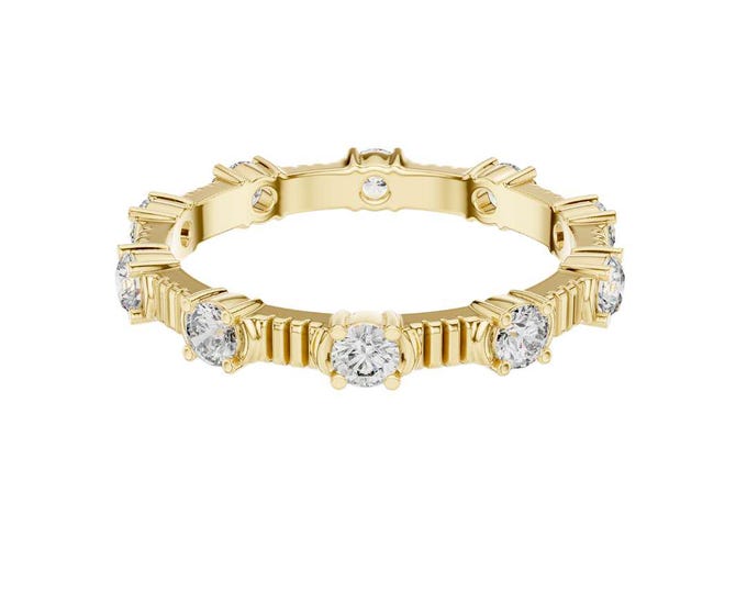 Gold Round Diamond Eternity Band Full Circle Wedding Ring Gift Solid Gold Women Unique Luxury Shining Stones Comfortable Fit Gift for Her