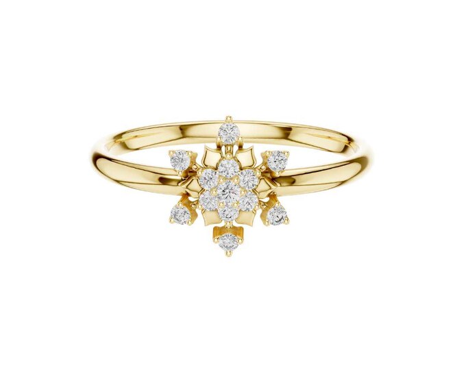 Radiant Floral Cluster Gold Ring Dainty Diamond Flower Design, Elegant Promise Ring, Romantic Anniversary Jewelry Gift luxury fine jewelry