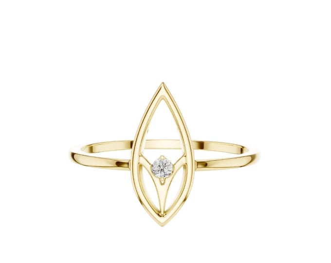 Minimalist Round Frame Ring With Diamond Center Latest Geometric Ring Elegant Dainty Jewelry Unique Gift For Her