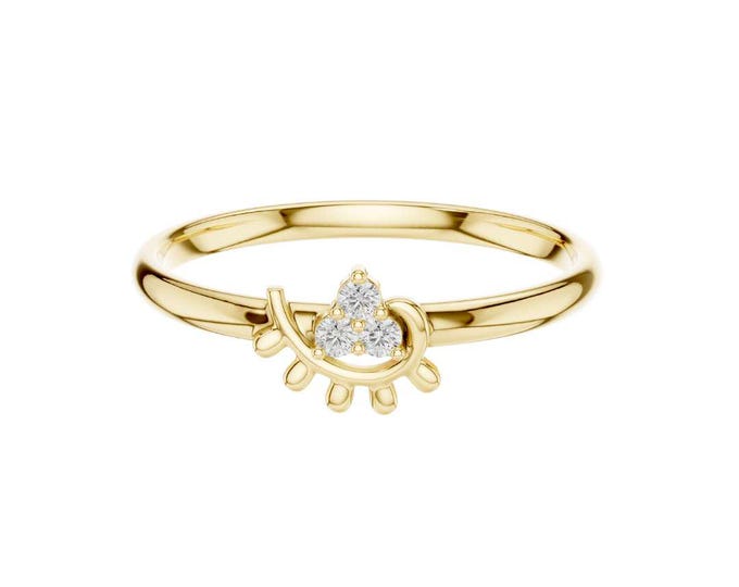 Unique Evil Eye Ring with Moissanite diamonds Dainty Anniversary Ring for Women Minimalist Spiritual Jewelry Lucky Protective Gift for Her