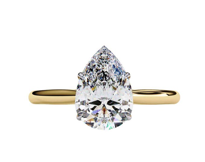 0.89 TCW Yellow Gold Pear Cut Moissanite Solitaire Ring Minimalist Ring Simple Bridal Jewelry Classic Wedding Gift for Beautiful Women