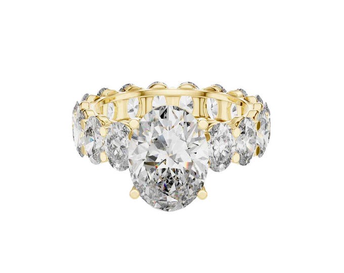 Luxurious Oval Cut Moissanite Engagement Ring Eternity Band Gold & Silver Statement Ring Luxury Bridal Ring Unique Wedding Jewelry