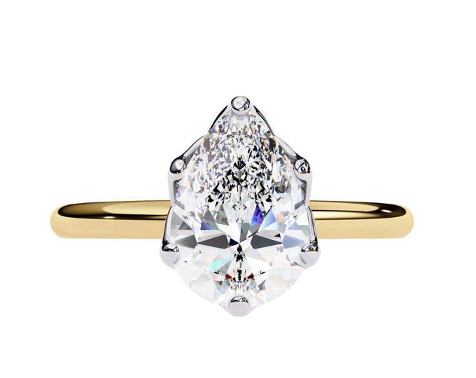 1.87 TCW Pear Shaped Diamond Solitaire Ring Minimalist Gold Band Elegant and Timeless Wedding or Promise Ring Fine Jewelry Gift for Women