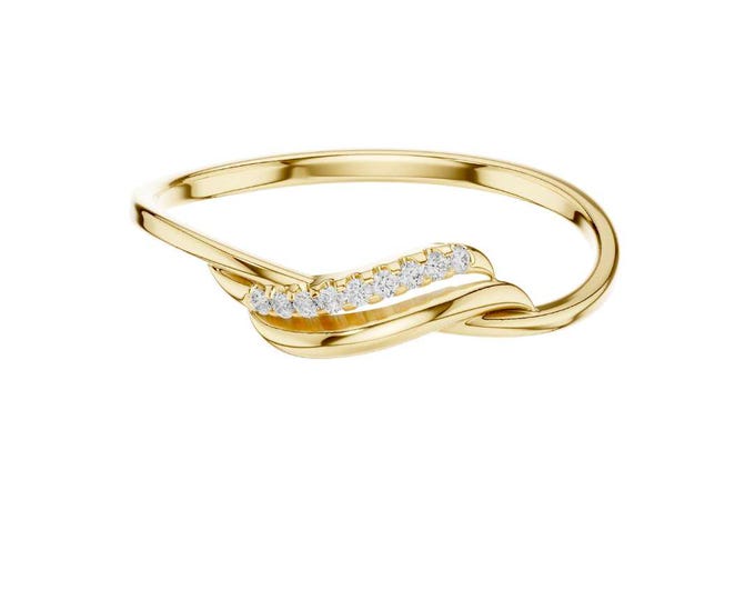 Round Moissanite Twist Diamond Band Dainty Minimalist Ring with Pave Stones Elegant Stacking Promise Ring Modern Bridal Jewelry Gift for Her